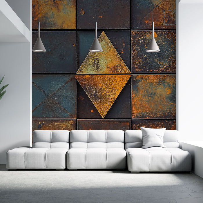 Fototapet metallic textures | Geometriska mönster i rostat och oxiderat metall