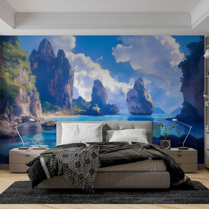 Muralna tapeta Tajska | Živahna obalna pokrajina z veličastnimi skalami