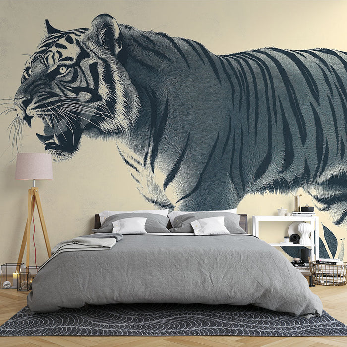 Tapete-tigre | Ilustração ousada de um majestoso tigre