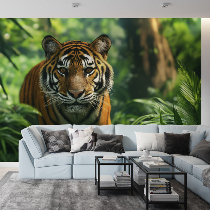 Fototapet tiger | Vildt øjeblik i hjertet af junglen