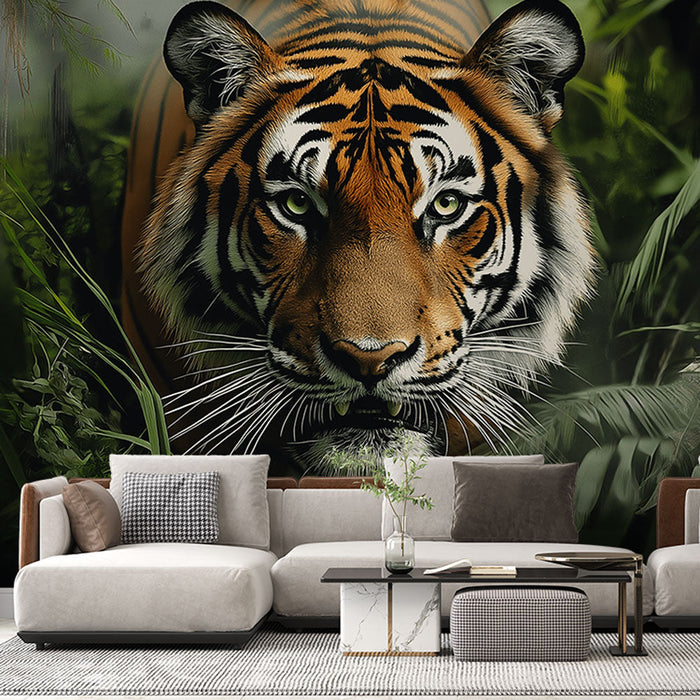 Mural Wallpaper tiger | A majestic tiger in the lush jungle