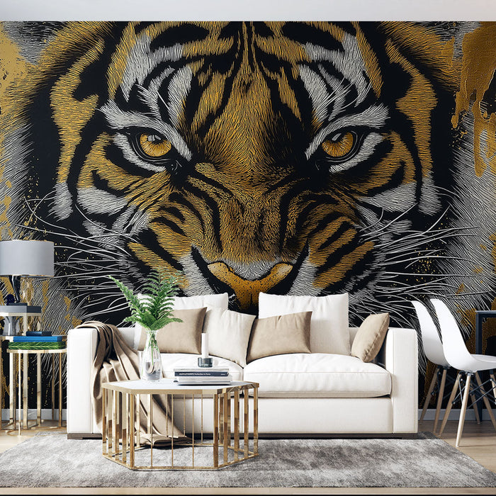 Tapeta tygrys | Majestatyczna twarz tygrysa o żywych kolorach