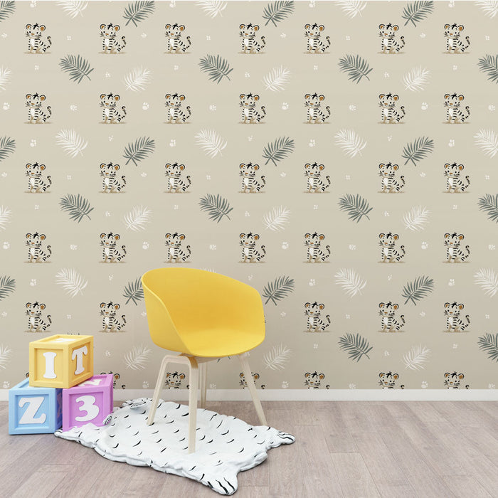 Tapetti söpöt tiikerit | leikkisä tiikerien ja trooppisen kasvillisuuden kuva