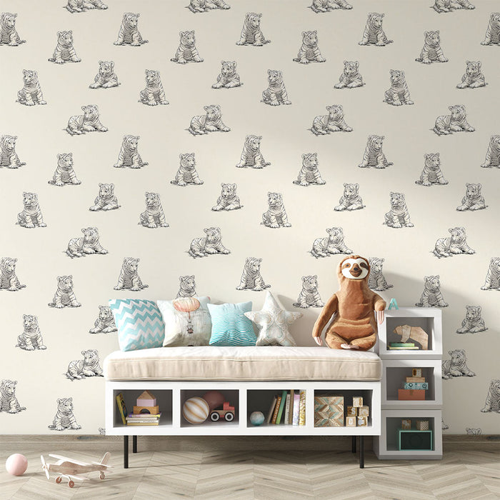 Tapeta z tygrysami | Wzory tygrysów narysowane na jasnym tle