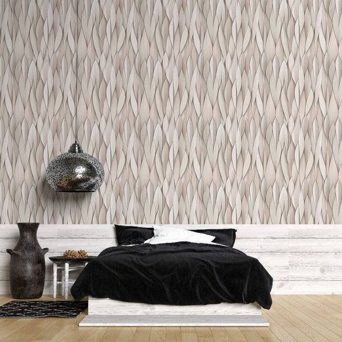 Mural Wallpaper | Interleaved Leaf Pattern in Neutral Tones