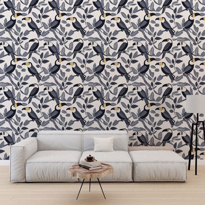 Fototapet tukan | Motiv tukana med nežnim listjem