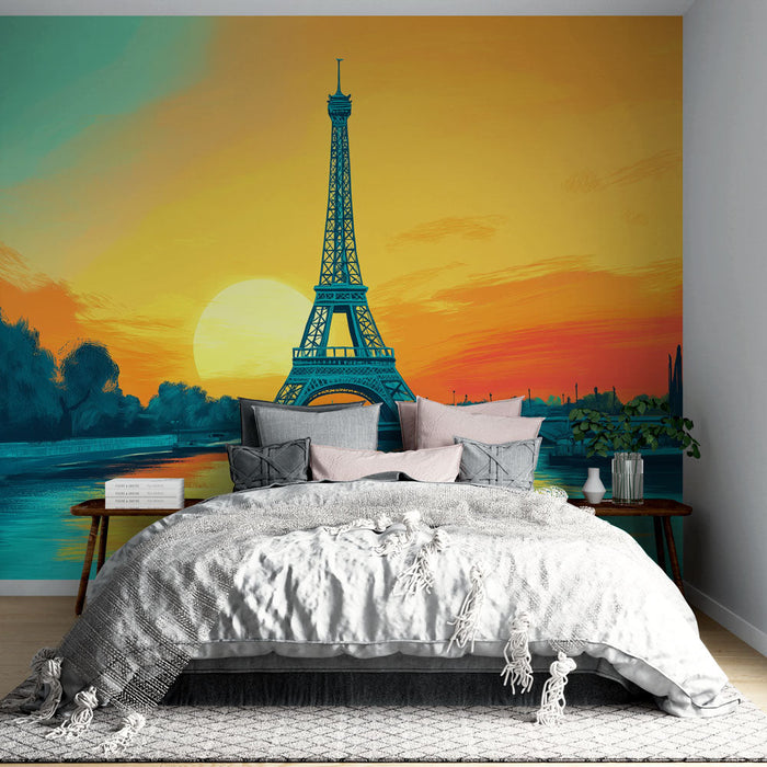 Tapeta Eiffel Tower | Vibrant Sunset over the Seine