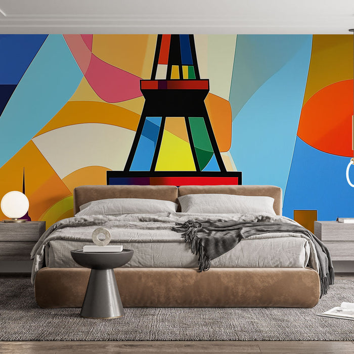 Tapetti Eiffel-torni | Värikäs ja abstrakti suunnittelu Eiffel-tornista