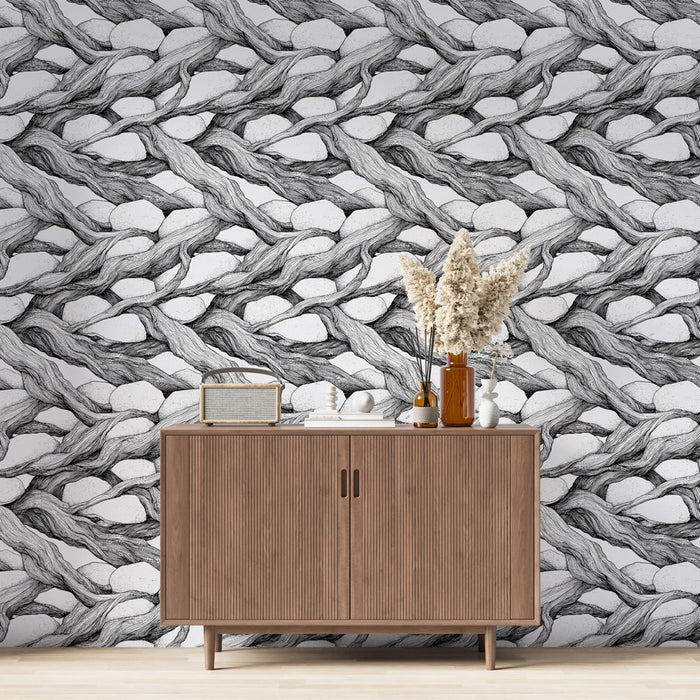 Tapete πλεκτό | Μονόχρωμο πλεκτό σχέδιο σε μαύρο και λευκό