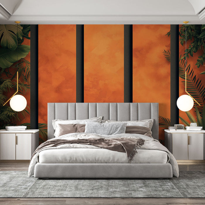 Fototapeet troopiline | Roheline tihnik soojal oranžil taustal