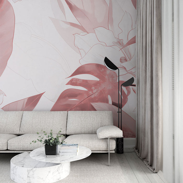 Fototapeet troopiline | Bordeaux lehed ja kuldseid lilli