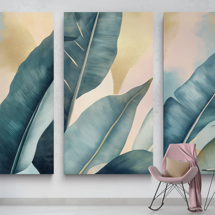 Fototapeet troopiline | Banaanilehed sinise ja kuldse varjundiga