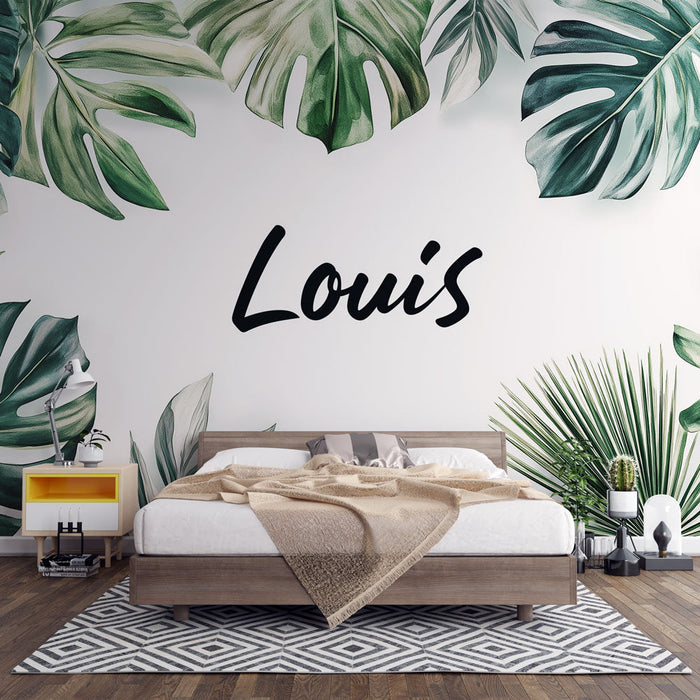 Tapet tropical Louis | Frunze tropicale luxoase pe un fundal deschis