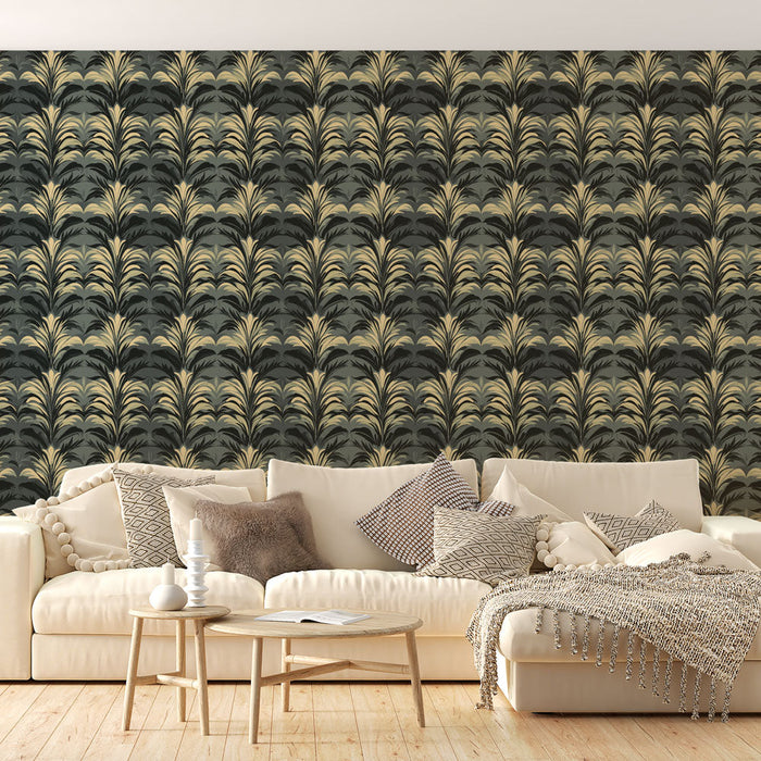 Fototapeet troopiline | Lehemotiivid mustades ja kuldsetes toonides