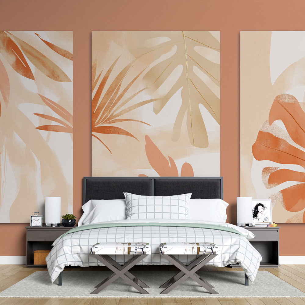 Foliage Mural Wallpaper | Translucent Orange Leaves Design main image 1