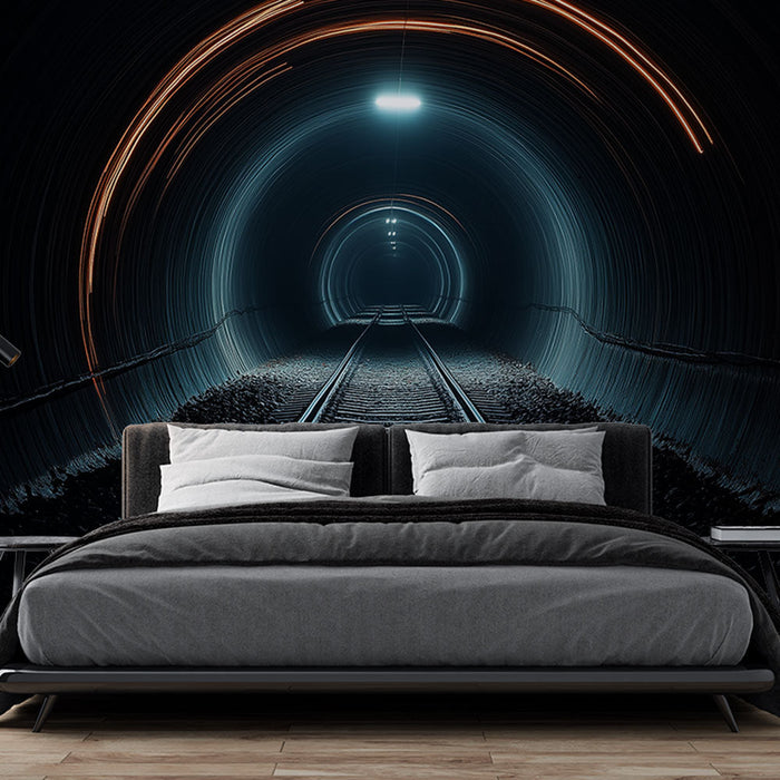 Mural Wallpaper tunnel | Mystical ambiance in a dark railway tunnel