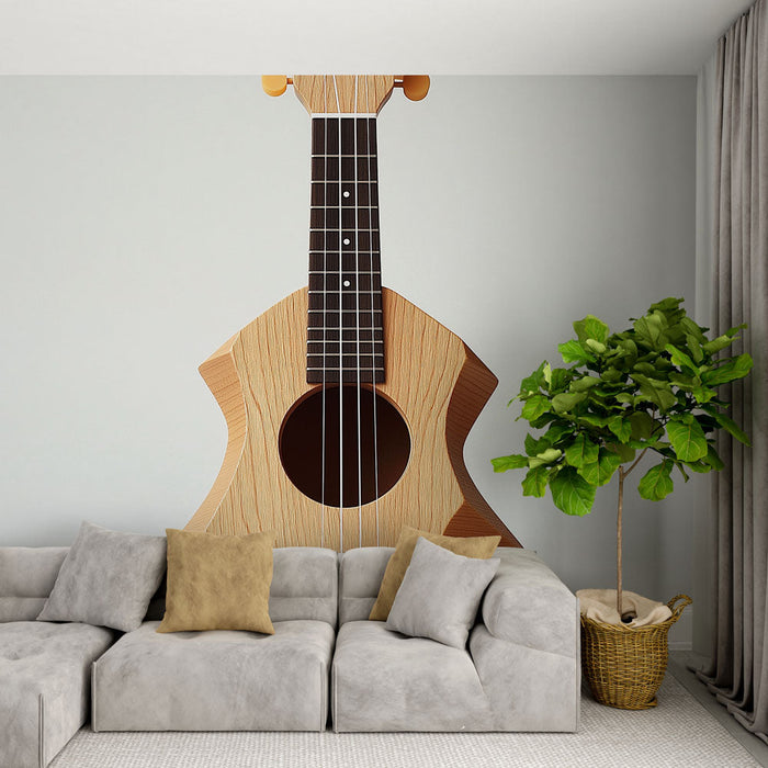 Papel pintado ukulele en madera | Diseño contemporáneo