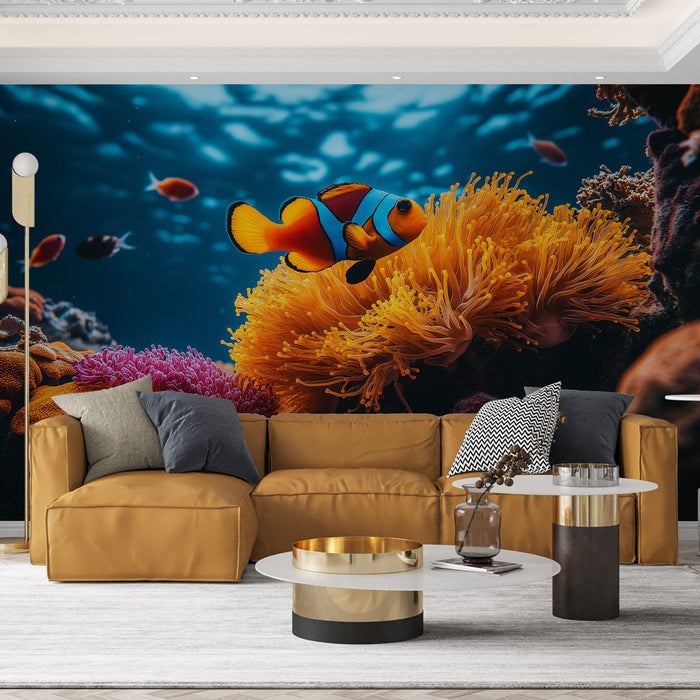 Tapeta pod vodou | Živá ponorka s korály a pestrobarevnými rybami