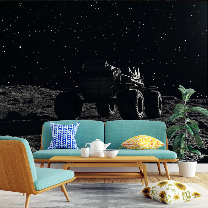 Foto Behang universum | Lunair exploratie met een futuristische rover