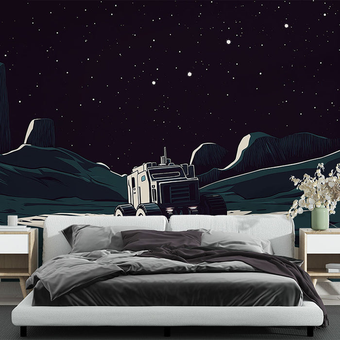 Svemir tapeta | Istraživanje Mjeseca pod zvjezdanim nebom