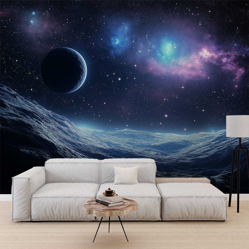 Foto Behang universum | Hemels landschap met een planeet en heldere st —  WonderMural, image size:1000x1000
