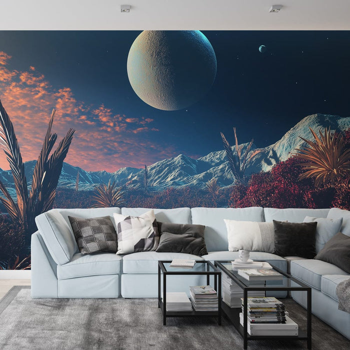 Tapetti universumi | Maanulko landscape tähtitaivaan alla