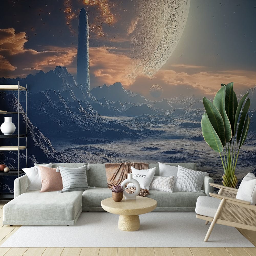 Foto Behang universum | Majestueus intergalactisch landschap met berge —  WonderMural, image size:1000x1000