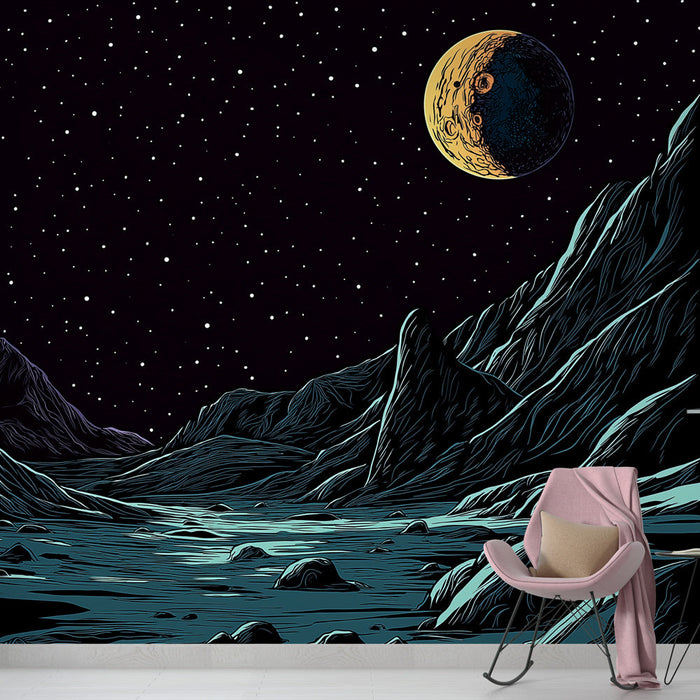 Tapetti universumi | Kuun maisema kirkkaalla kuulla