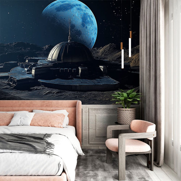 Ταπετσαρία τοίχου σύμπαν | Διαστημικός σταθμός σε σεληνιακό τοπίο