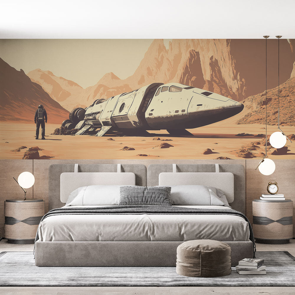 Universo de Papel de parede | Nave espacial esperando em um planeta de —  WonderMural, image size:1000x1000