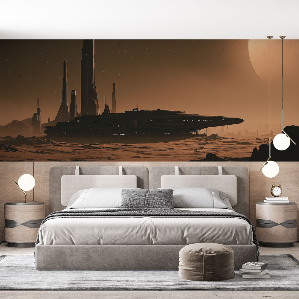 Universo de Papel de parede | Nave espacial em uma paisagem extraterre —  WonderMural, image size:1000x1000
