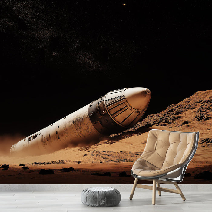 Vesoljska tapeta | Vesoljska ladja na puščavskem planetu