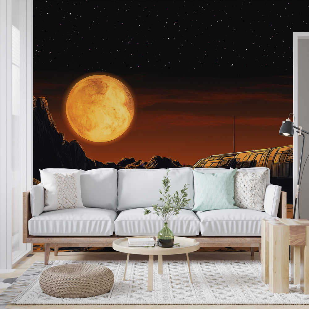 Universo Papel de parede | Nave espacial em um planeta hostil sob uma —  WonderMural, image size:1000x1000