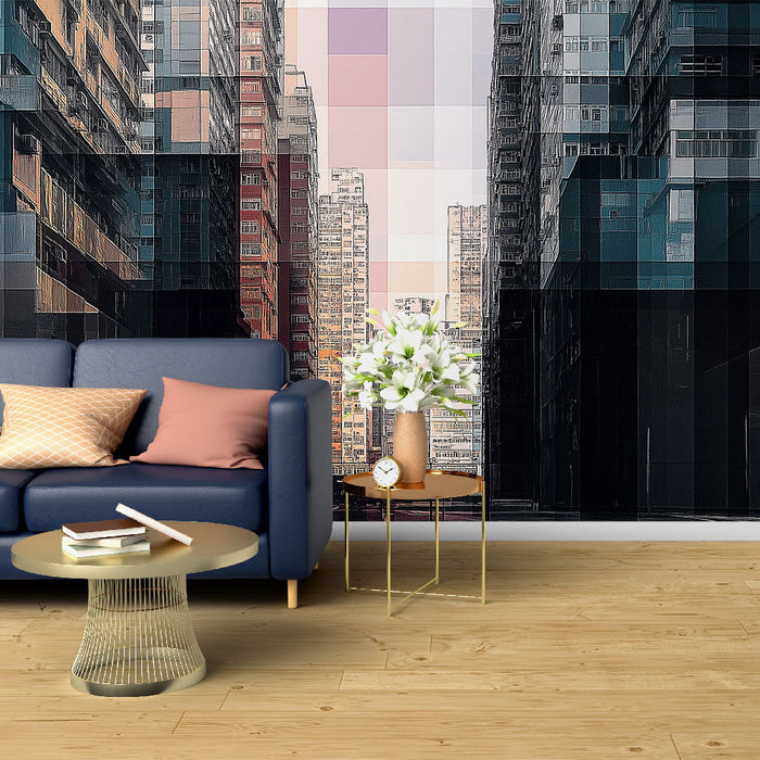 Fototapeta urban modern | Abstraktní pohled na městskou ulici