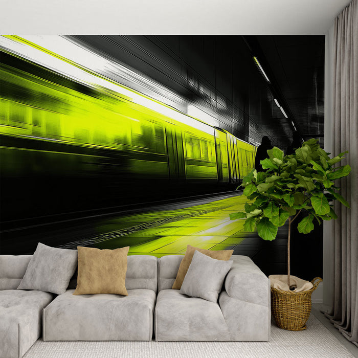 Tapeta miejska | Sylwetki przechodniów w nowoczesnej stacji metra