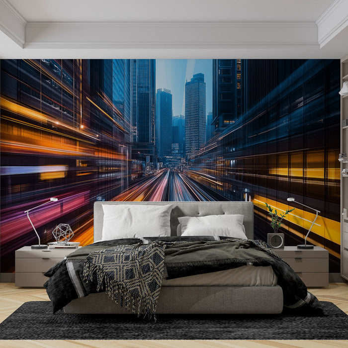 Tapete urban | Dynamische Ansichten einer modernen Stadt bei Nacht