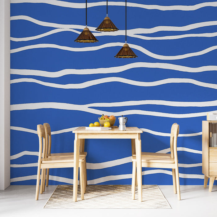 Fototapet bølge | Blå og hvid abstrakt