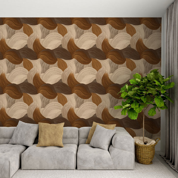 Fotótapéta absztrakt hullám | Hullámos minta földszínekben és semleges tónusokban