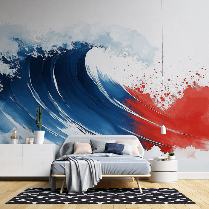 Фототапет wave | Синьо и червено дуално рисуване