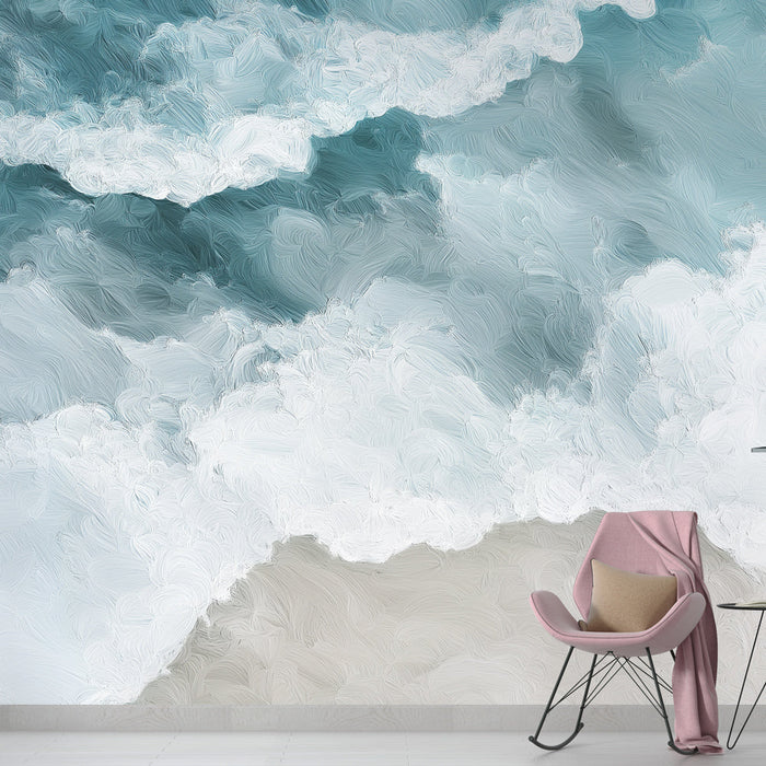 Fotótapé tengeri hullám | Absztrakt motívum finom hullámokból kék és fehér árnyalatokban
