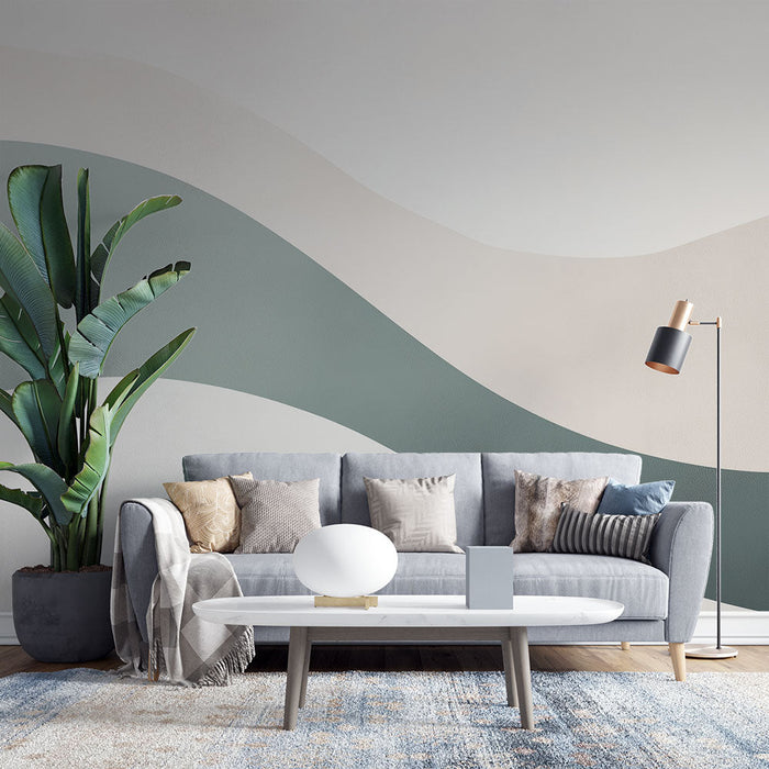 Muraaltapeet laine | Pehmed lainelised mustrid rohelises ja kreemjas