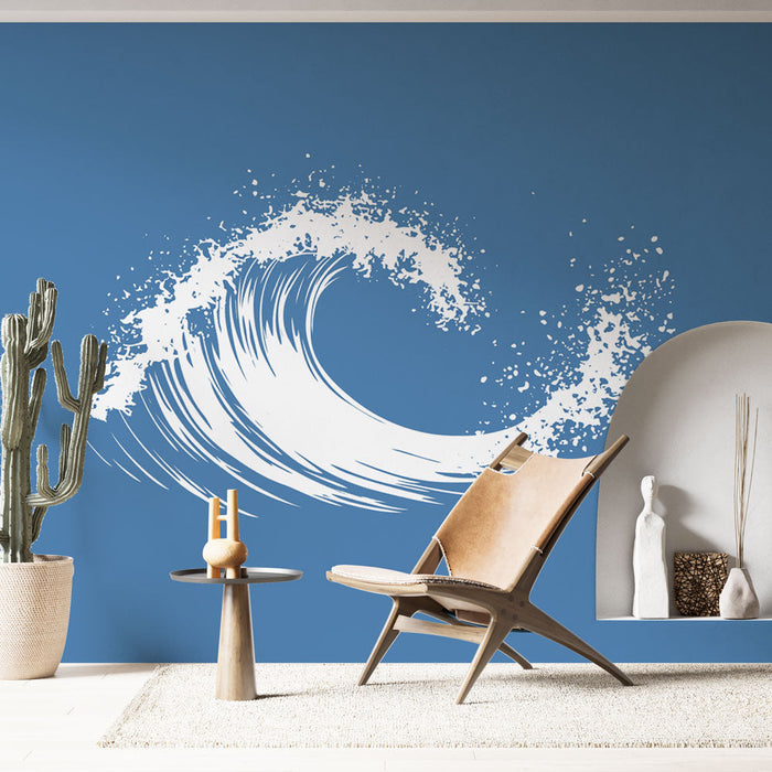 Κύμα ταπετσαρίας | Ένα στιλιζαρισμένο μοτίβο κύματος σε μπλε φόντο