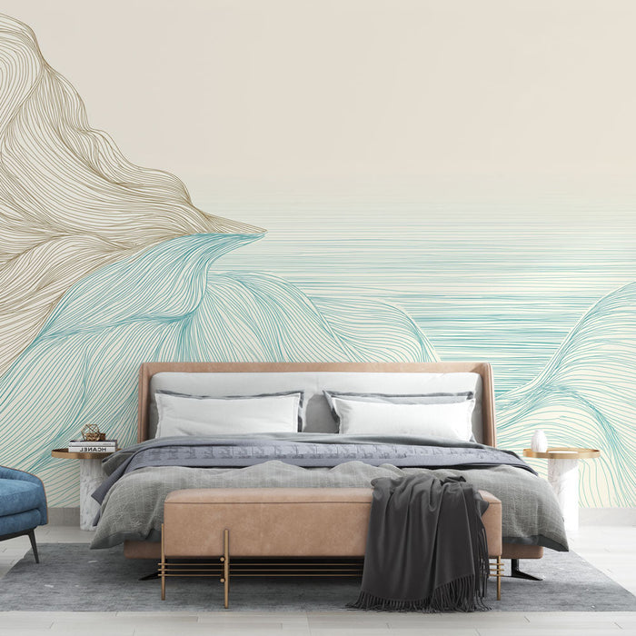 Ταπετσαρία τοιχογραφίας αφηρημένα κύματα | Μοτίβο ρευστών γραμμών που θυμίζει νερό
