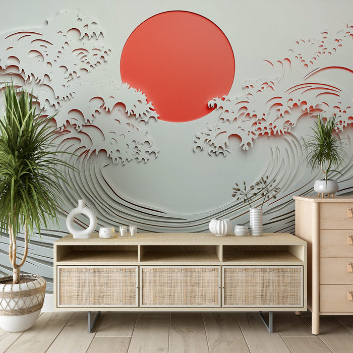 Foto Behang golven | Reliëfdesign geïnspireerd door Japanse golven