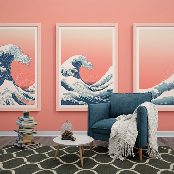 Tapete вълни | Красиви стилизирани вълнови модели на коралов заден план