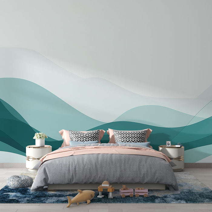 Tapeta waves | Abstraktní vzor v odstínech modré