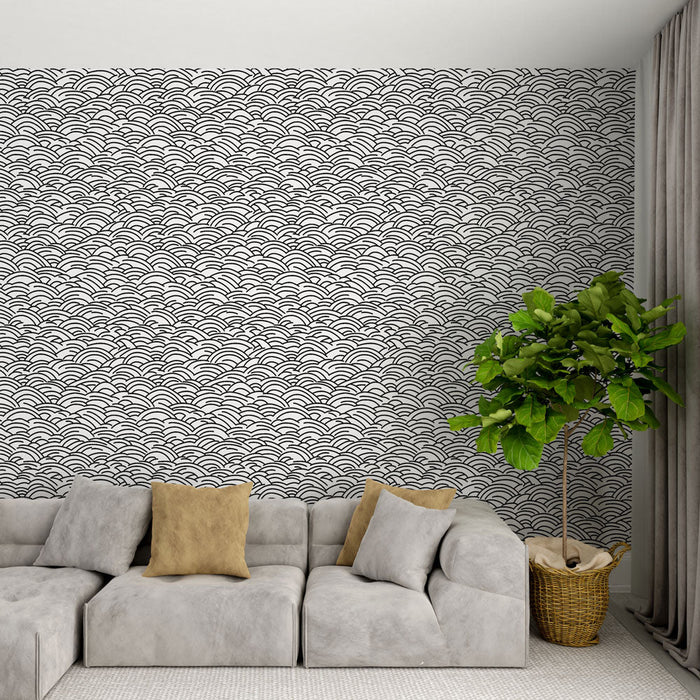 Tapete вълни | Стилизиран черно-бял модел на вълни