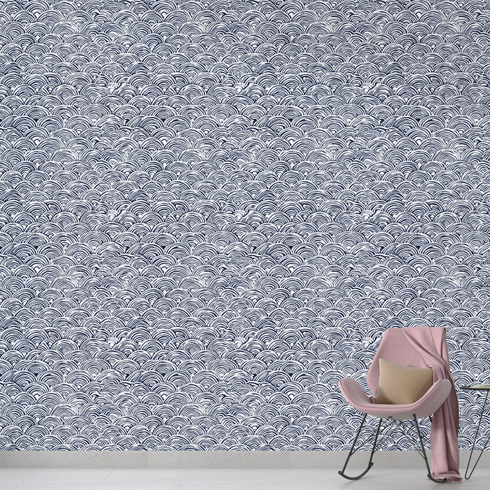 Tapete вълни | Вълнест модел в тъмносиньо и бяло