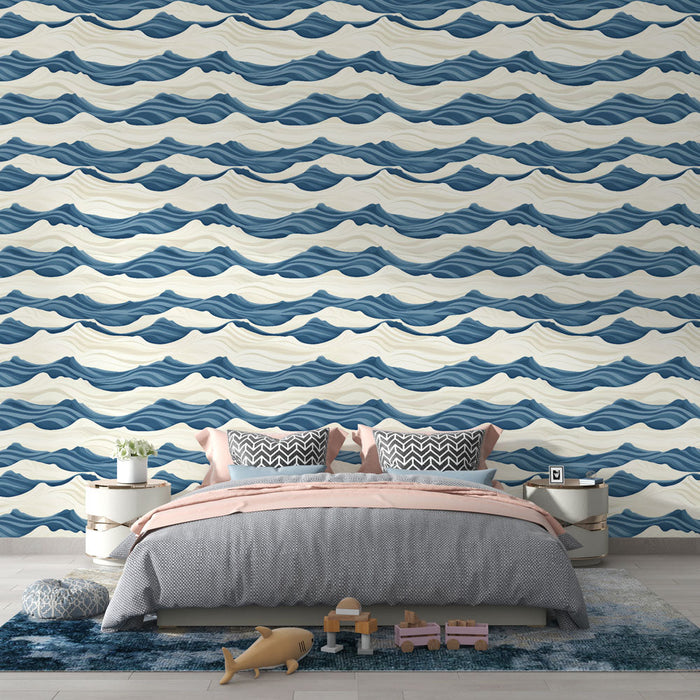 Fototapeet ookeani lainetega | Siniste ja kreemjate lainete dünaamiline muster