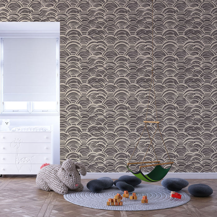 Tapete стилизирани вълни | Закръглени модели в неутрални тонове